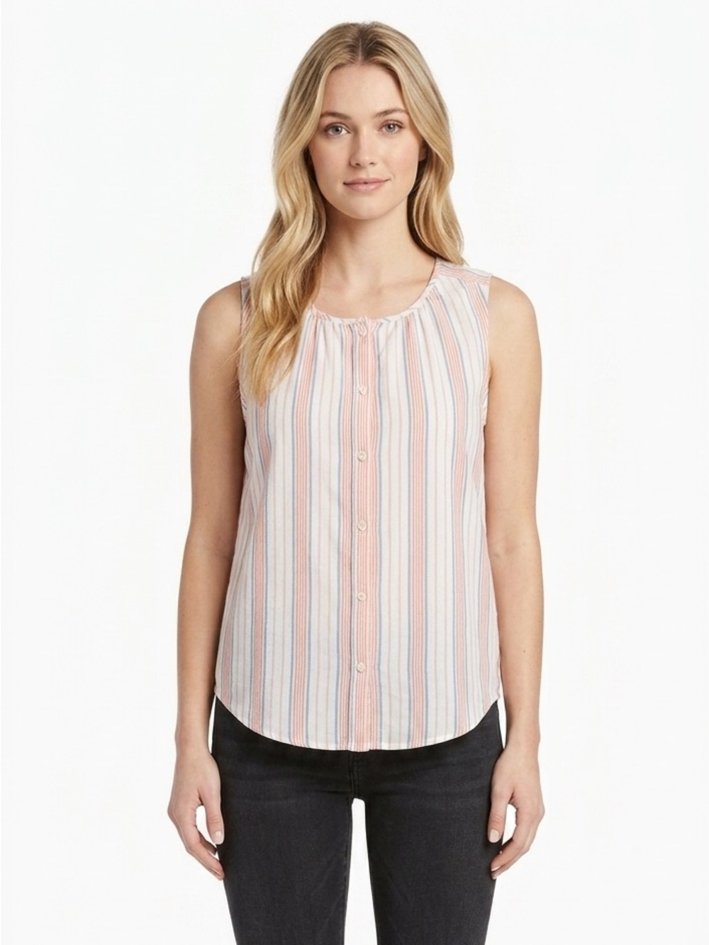 LUCKY BRAND large striped button down cotton top